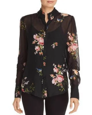 "Elzie" Silk Floral Blouse Sleeveless Chiffon Blouse