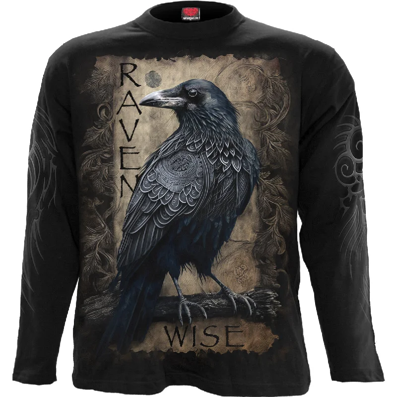 RAVEN WISE - Longsleeve T-Shirt Black-- Faux Fur Fabric Real Fur Fabric Shearling Fabric