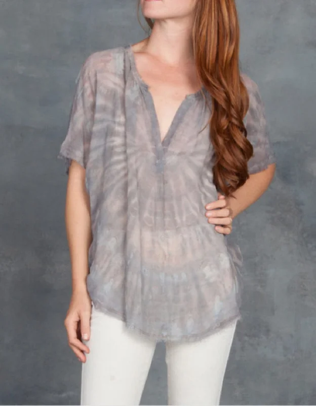 Silk Tie-Dye Blouse Chic Square Blouse