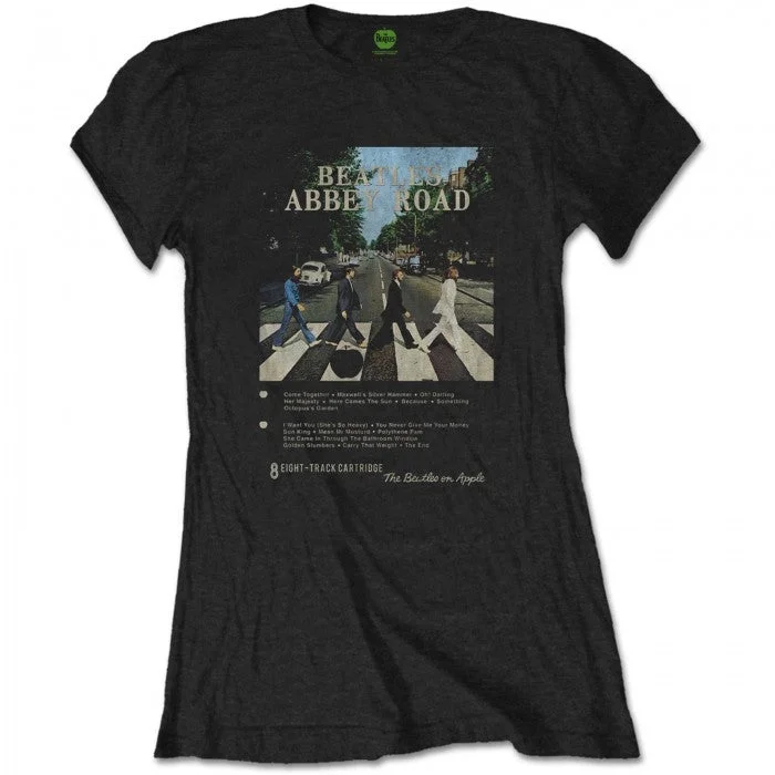 The Beatles Womens/Ladies 8 Track Abbey Road T-Shirt-- Graphic Embroidered Appliqued The Beatles Womens/Ladies 8 Track Abbey Road T-Shirt-- Graphic Embroidered Appliqued
