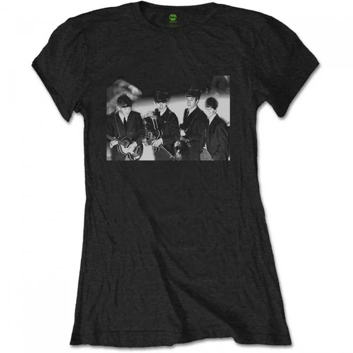 The Beatles Womens/Ladies Group Shot T-Shirt-- Silk Blend Satin Velvet