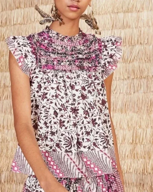 "Nuru Floral" Blouse Soft Knit Blouse