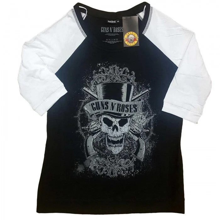Guns N Roses Womens/Ladies Faded Skull T-Shirt-- Polka Dot Checkered Tartan