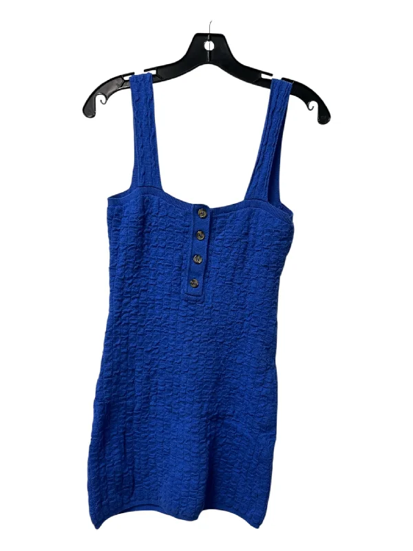 Free People Beach Size S Blue Viscose Blend Button Detail Sleeveless Mini Dress Fashionable Mini Dress with Frills Free People Beach Size S Blue Viscose Blend Button Detail Sleeveless Mini Dress Fashionable Mini Dress with Frills