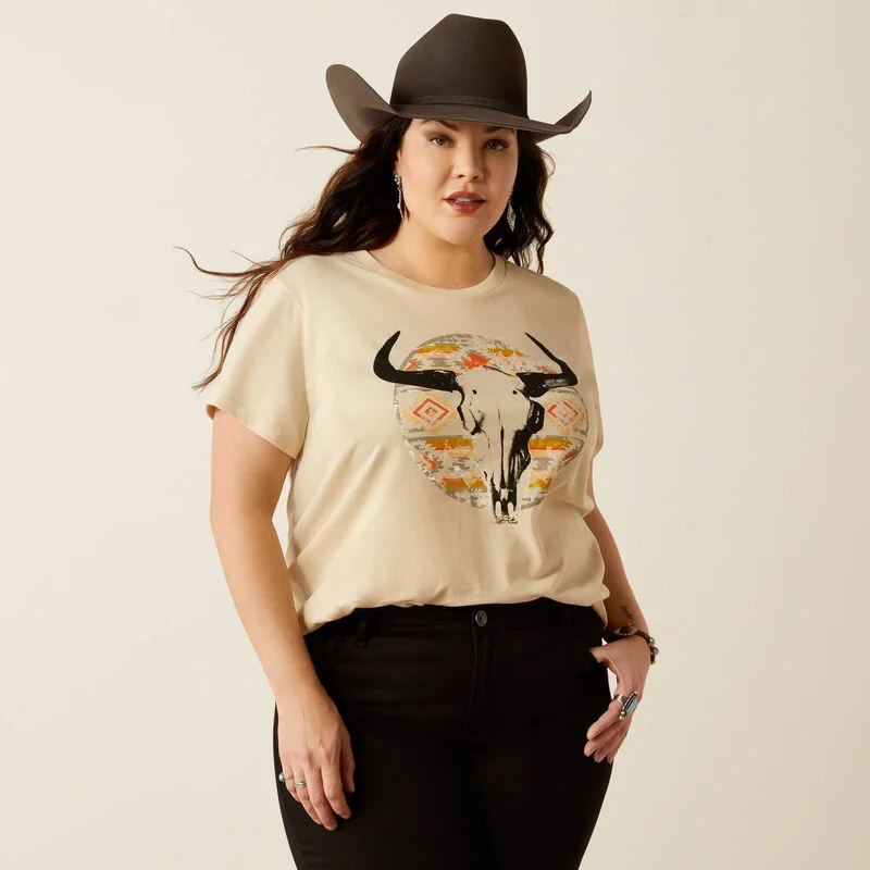 Women's Ariat Longhorn Watercolor T-Shirt #10054039X-- Collared Crew Neck Turtle Neck Women's Ariat Longhorn Watercolor T-Shirt #10054039X-- Collared Crew Neck Turtle Neck