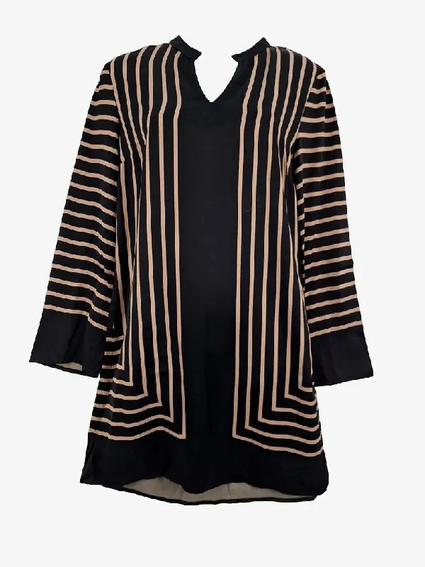 Seed Mocha Stiped Tunic Mini Dress Size 6 Fashionable Boho-Chic Mini Dress
