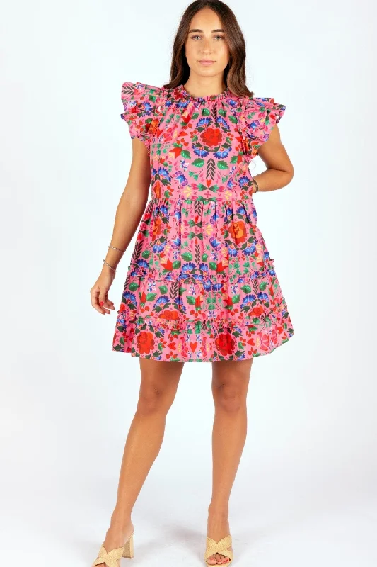 Mira Poplin Mini Dress Chic Tropical Mini Dress
