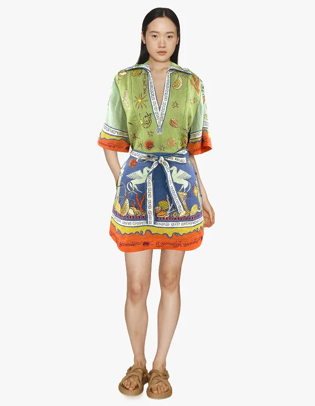 Surrealist Summer V Mini Dress - Multi Classic White Mini Dress