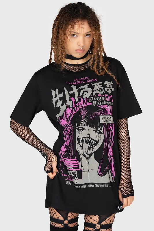 Living Nightmare T-Shirt-- Hooded Caped Shawl Collar