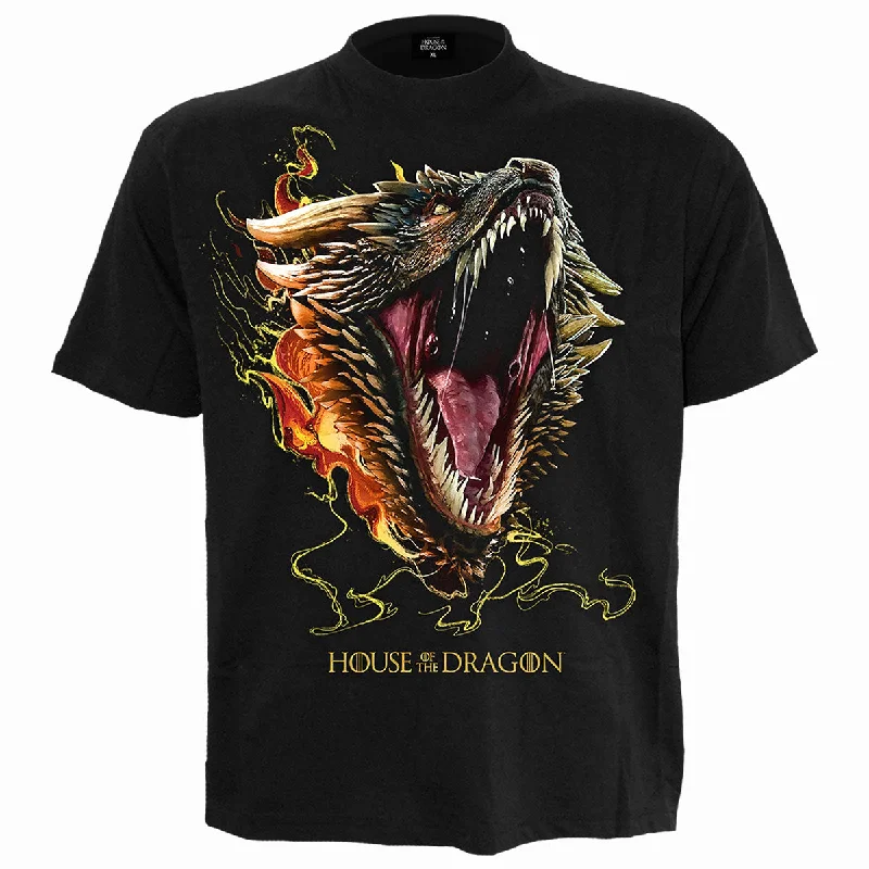 HOD 2 - DROGON - Front Print T-Shirt Black-- Lace Blend Ribbed Blend Corduroy Blend