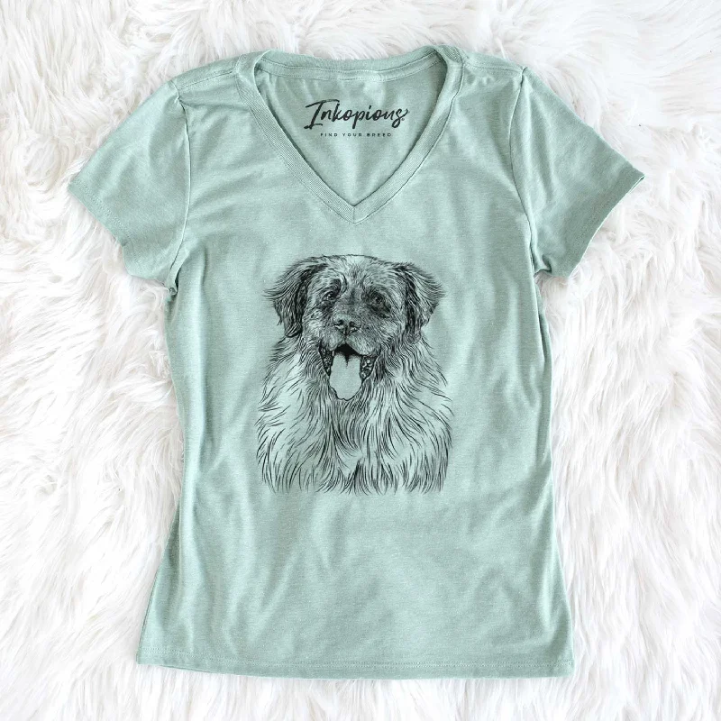 Bare Bamboo the Leonberger - Women's V-neck Shirt-- V-Neck T-Shirt Long Sleeve Cotton Bare Bamboo the Leonberger - Women's V-neck Shirt-- V-Neck T-Shirt Long Sleeve Cotton
