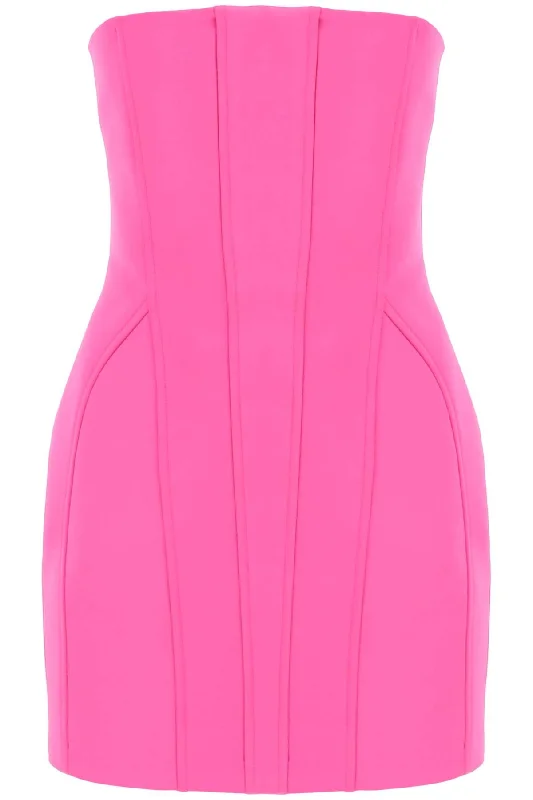 Structured Mini Dress With A  - Fuchsia Elegant Vintage Mini Dress