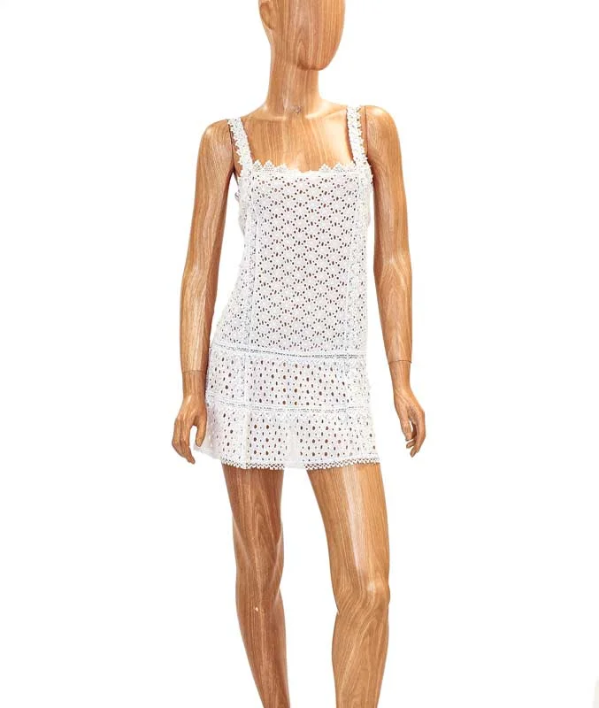 Eyelet Cover Up Mini Dress Classic White Mini Dress