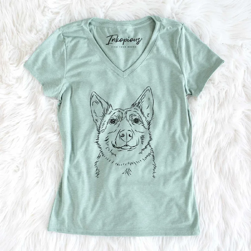 Bare Austin the Heeler - Women's V-neck Shirt-- Notch Collar Peter Pan Collar Cowl Neck
