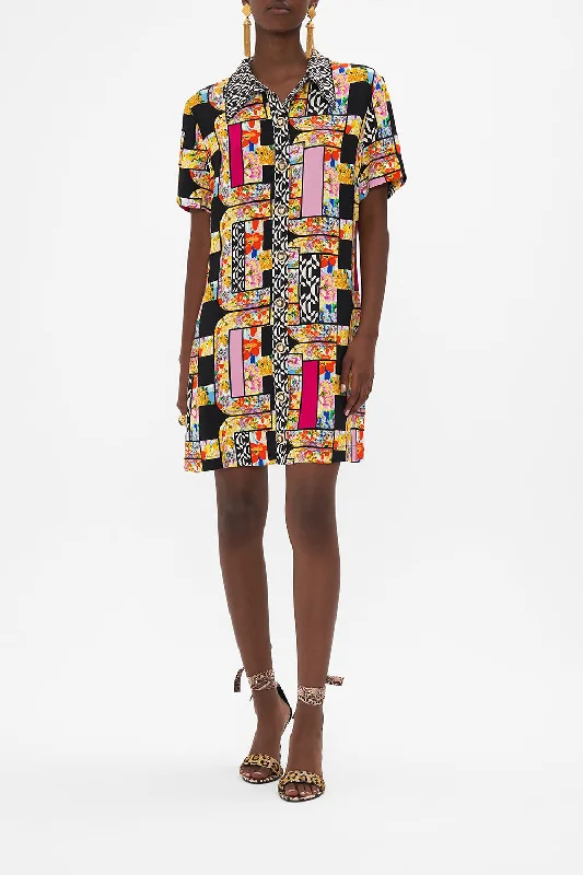 BUTTON FRONT MINI DRESS SIGNORA MILANO Trendy Button-Detail Mini Dress