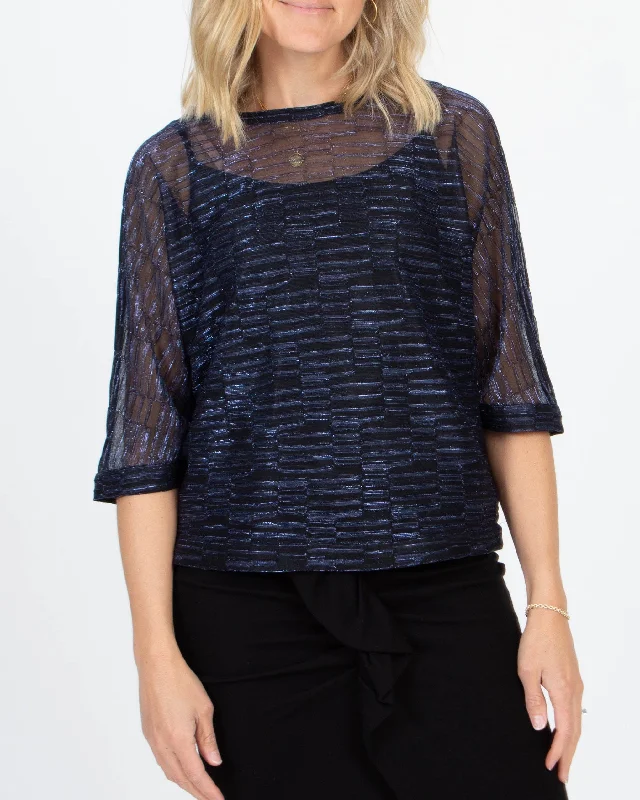 Sheer Dolman Blouse Frilled Cuff Blouse