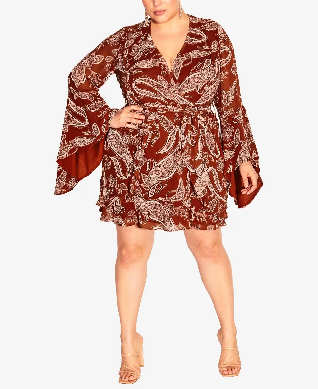 Trendy Plus Size Paisley Mini Dress Fashionable Summer Mini Dress