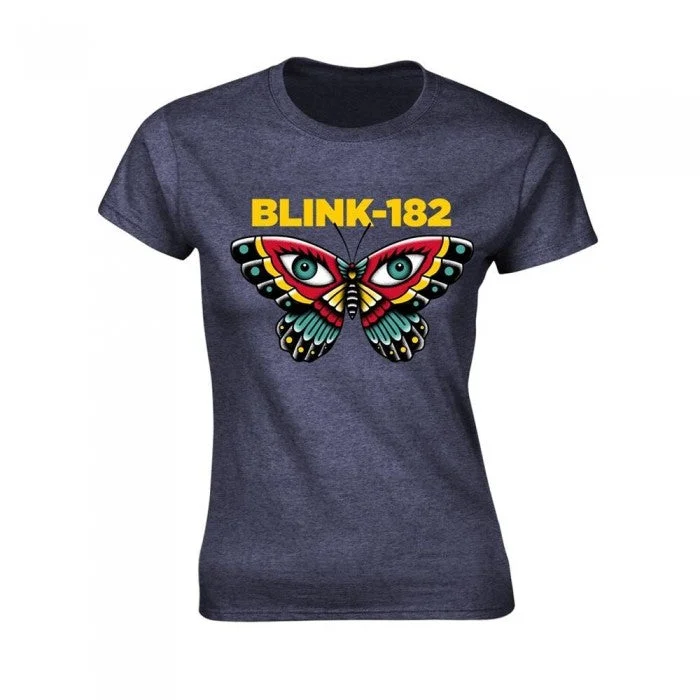 Blink 182 Womens/Ladies Butterfly T-Shirt-- Anti-Pilling Machine Wash Handmade