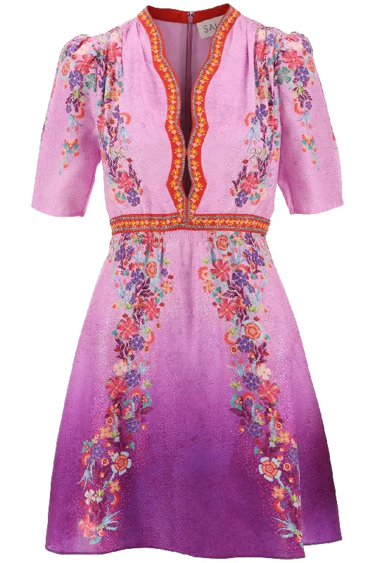 "silk Mini Dress Tabith  - Purple Cozy Ribbed Mini Dress
