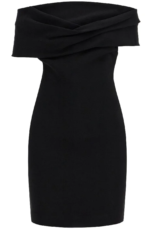 Off-shoulder Snow Mini Dress  - Black Trendy Mesh Mini Dress