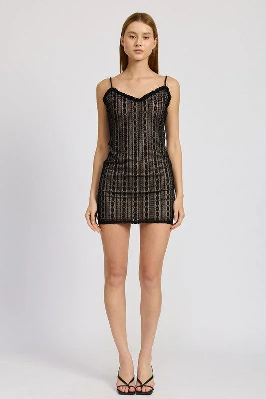 Emory Park Lace Mini Dress With Ruffle Detail Fashionable Mini Dress with Frills