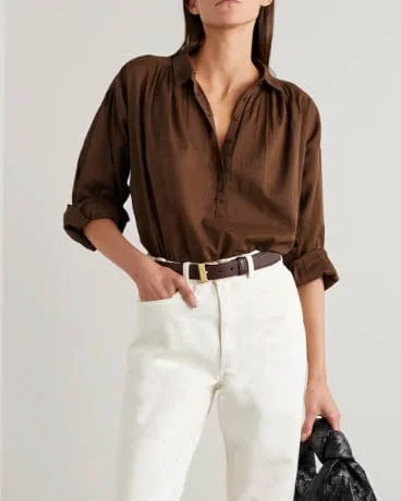 "Miles Blouse in Walnut" Loose Fit Blouse