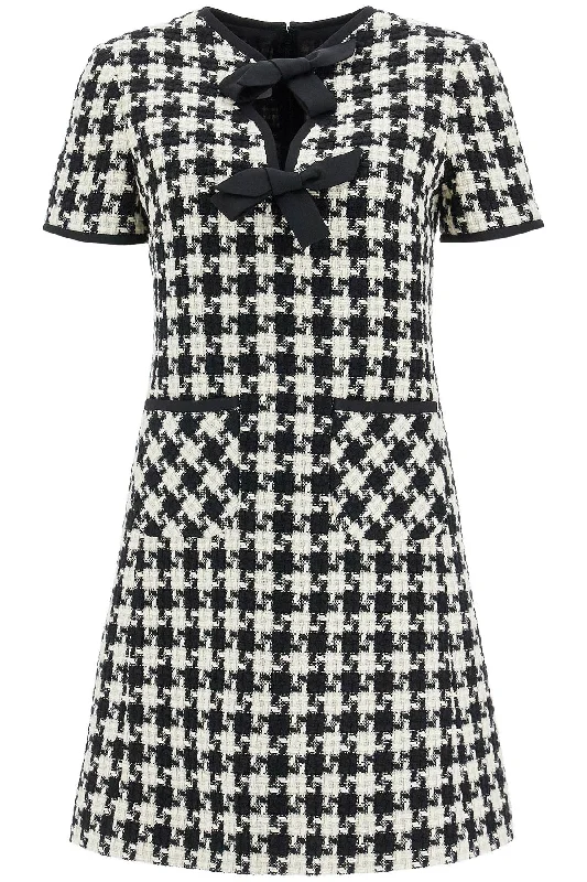 Mini Dress In Damier Light Tweed  - White Classic Striped Mini Dress