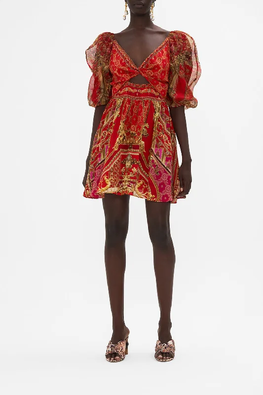PUFF SLEEVE MINI DRESS SWEET SOPRANO Comfortable Wrap Mini Dress