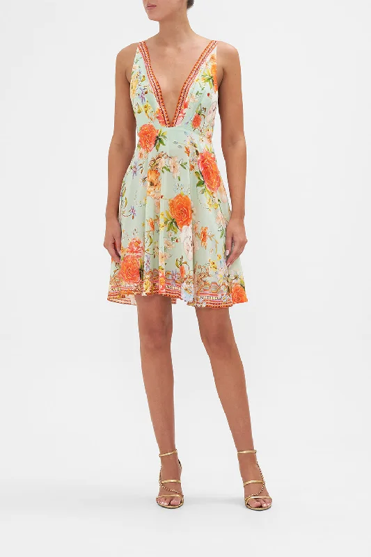 PLUNGE NECK MINI DRESS TALK THE WALK Fashionable Lace Mini Dress