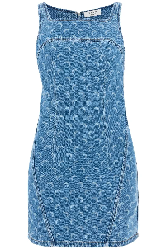 "denim Moon Mini Dress For  - Light Blue Fashionable Party Mini Dress