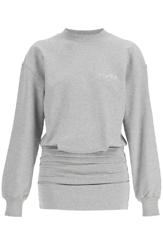 Lightweight Fleece Mini Dress  - Grey Fashionable Button-Front Mini Dress