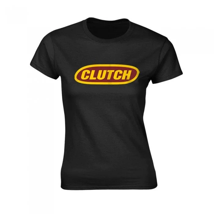 Clutch Womens/Ladies Classic Logo T-Shirt-- Hooded Caped Shawl Collar