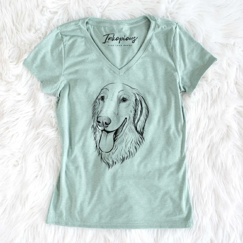Bare Bailey the Golden Retriever - Women's V-neck Shirt-- Ribbed T-Shirt High Neck Heavyweight Bare Bailey the Golden Retriever - Women's V-neck Shirt-- Ribbed T-Shirt High Neck Heavyweight
