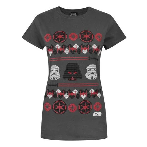 Star Wars Womens/Ladies Darth Vader Fair Isle Christmas T-Shirt-- Satin Fabric Silk Fabric Chiffon Fabric Star Wars Womens/Ladies Darth Vader Fair Isle Christmas T-Shirt-- Satin Fabric Silk Fabric Chiffon Fabric