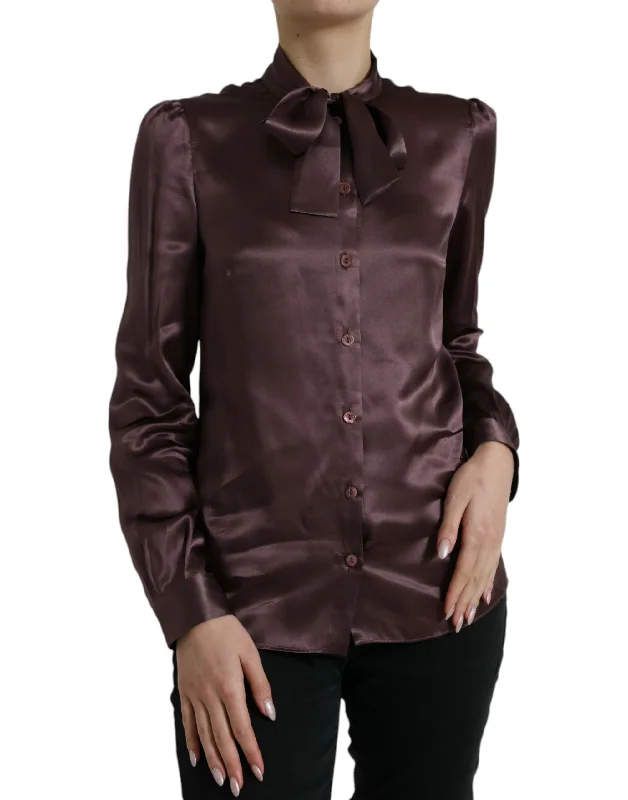 Dolce & Gabbana Elegant Silk Ascot Collar Women's Blouse Lightweight Linen Blouse