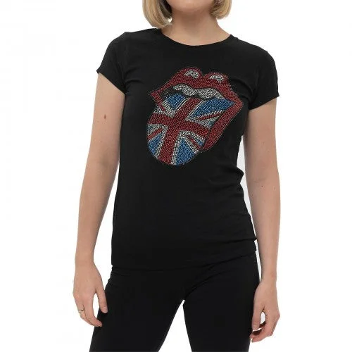 The Rolling Stones Womens/Ladies Classic Embellished Cotton T-Shirt-- Knit Fabric Woven Fabric Fleece Fabric The Rolling Stones Womens/Ladies Classic Embellished Cotton T-Shirt-- Knit Fabric Woven Fabric Fleece Fabric