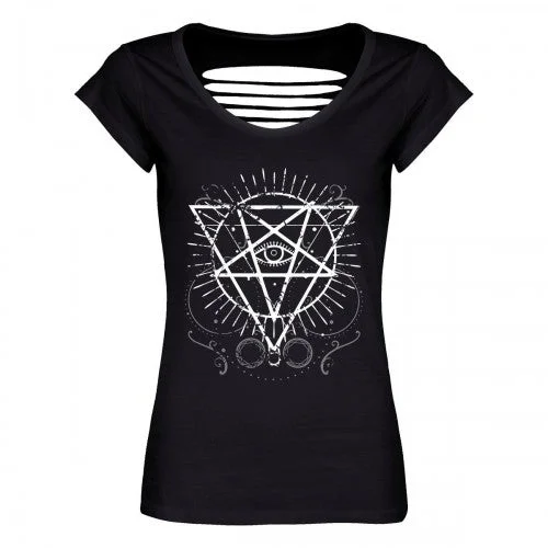 Grindstore Womens/Ladies Pentagram Eye T-Shirt-- Casual Formal Business