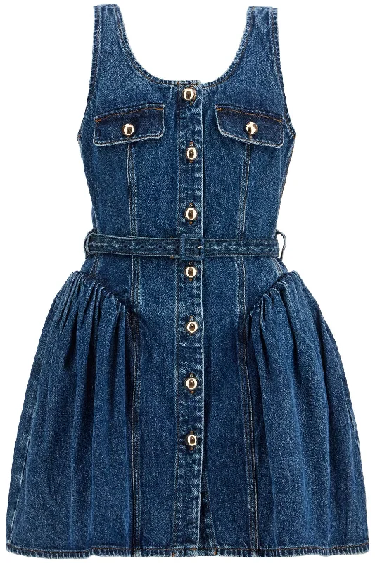Self Portrait Women's Flared Denim Mini Dress With A Stylish Button-Down Mini Dress