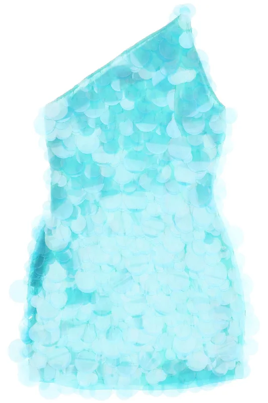 One-shoulder Mini Dress With  - Light Blue Comfortable Off-Shoulder Mini Dress