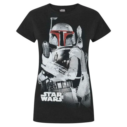Star Wars Womens/Ladies Boba Fett Bounty Hunter T-Shirt-- Solid Print Embellished