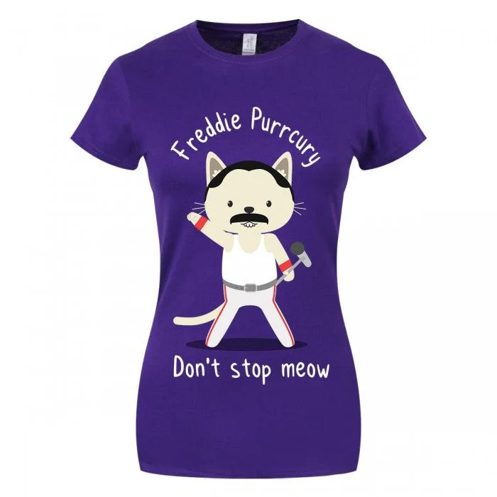 Grindstore Womens/Ladies Freddie Purrcury T-Shirt-- Mesh Fabric Canvas Fabric Denim Fabric Grindstore Womens/Ladies Freddie Purrcury T-Shirt-- Mesh Fabric Canvas Fabric Denim Fabric