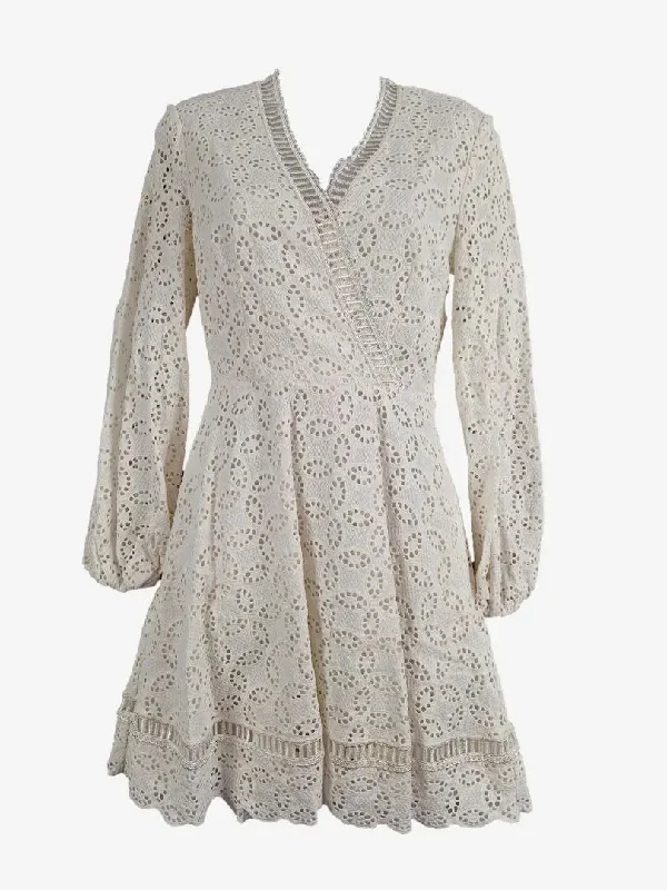 Ted Baker Chalk Broderie Flared Mini Dress Size 8 Comfortable Ruffle Mini Dress