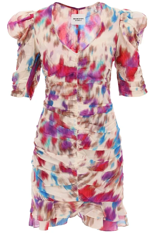 Sireny Cotton Mini Dress  - Multicolor Stylish Puff Sleeve Mini Dress