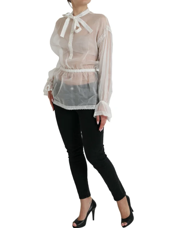 Dolce & Gabbana Elegant Silk Blend Long Sleeve Women's Blouse Modern Oversized Blouse