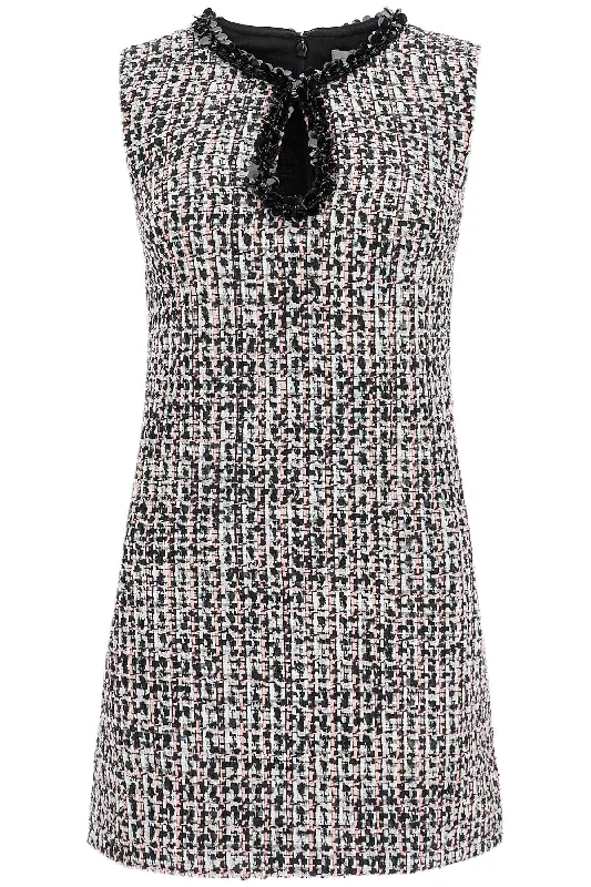 Tweed Bouclã© Mini Dress With  - Black Cozy Jersey Mini Dress