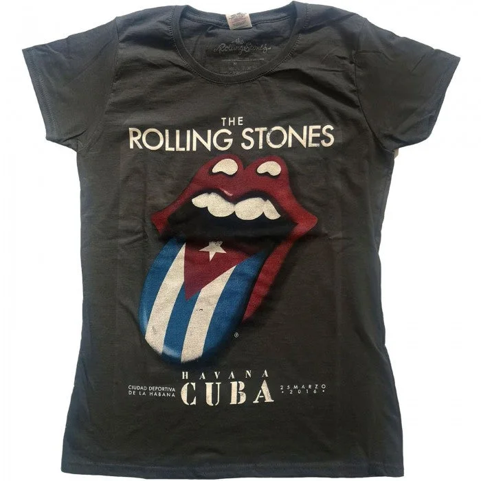 The Rolling Stones Womens/Ladies Havana Cuba T-Shirt-- Chenille Blend Fleece Blend Nylon Blend The Rolling Stones Womens/Ladies Havana Cuba T-Shirt-- Chenille Blend Fleece Blend Nylon Blend