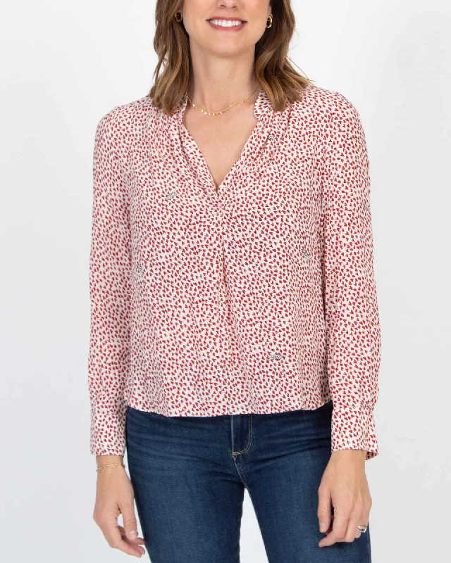 "Tink Heart-Print" Blouse Pastel Color Blouse