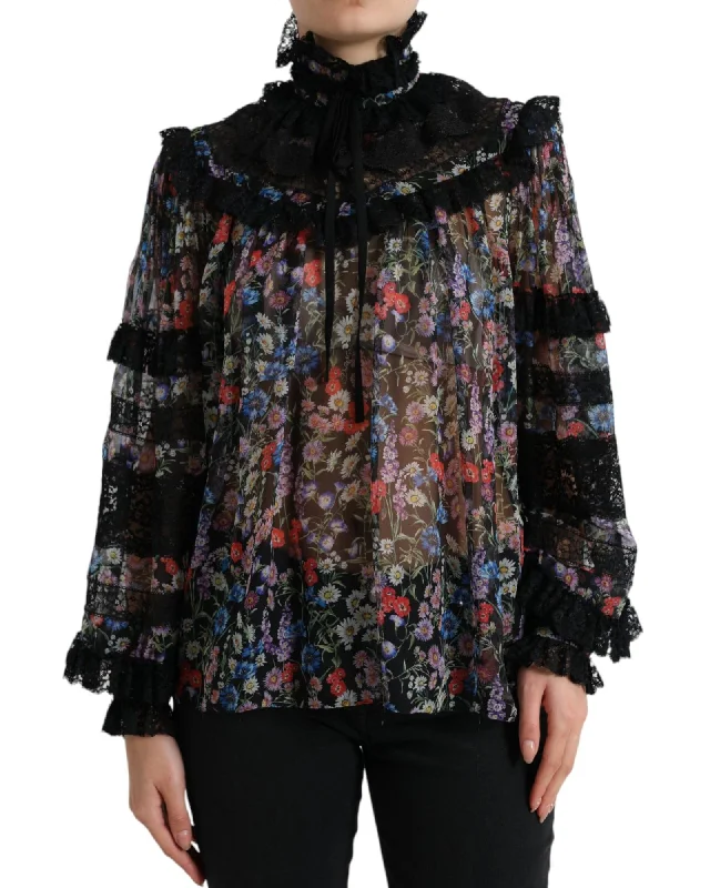 Dolce & Gabbana  Floral Print Blouse Lightweight Tunic Blouse