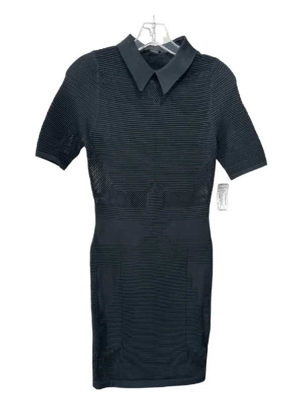 Alexander Wang Size M Black Synthetic Ribbed Collared Mesh Detail Mini Dress Elegant Tulle Mini Dress Alexander Wang Size M Black Synthetic Ribbed Collared Mesh Detail Mini Dress Elegant Tulle Mini Dress
