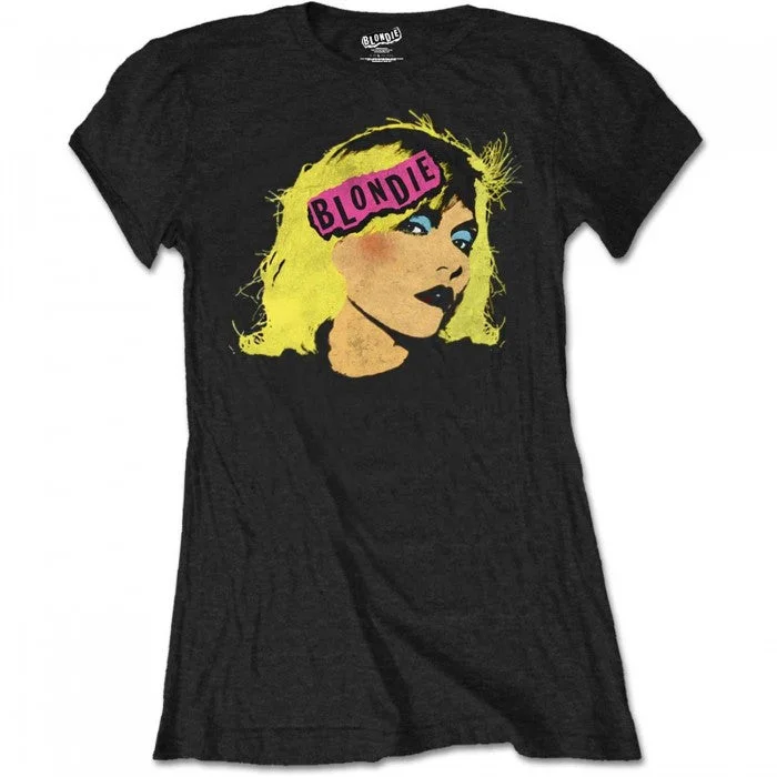 Blondie Womens/Ladies Punk Logo T-Shirt-- Wool Fabric Cashmere Fabric Tweed Fabric
